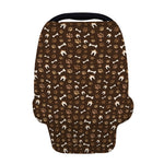 Brown Paw And Bone Pattern Print Baby Seat Cover