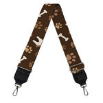 Brown Paw And Bone Pattern Print Bag Strap