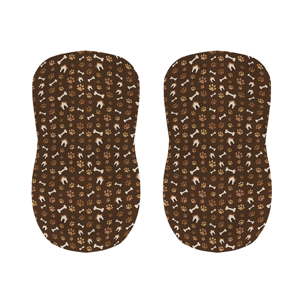 Brown Paw And Bone Pattern Print Bar Stool Covers