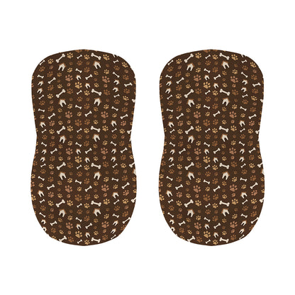 Brown Paw And Bone Pattern Print Bar Stool Covers