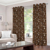 Brown Paw And Bone Pattern Print Blackout Grommet Curtains