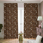 Brown Paw And Bone Pattern Print Blackout Pencil Pleat Curtains