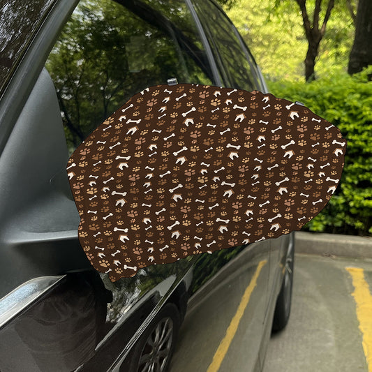 Brown Paw And Bone Pattern Print Car Side Mirror Covers