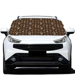 Brown Paw And Bone Pattern Print Car Windshield Snow Cover