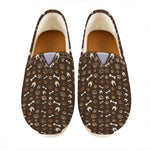 Brown Paw And Bone Pattern Print Casual Shoes