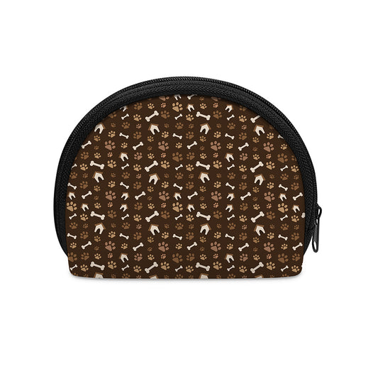 Brown Paw And Bone Pattern Print Coin Purse