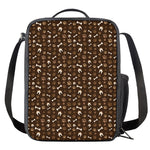 Brown Paw And Bone Pattern Print Crossbody Lunch Bag