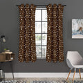 Brown Paw And Bone Pattern Print Grommet Curtain Panels
