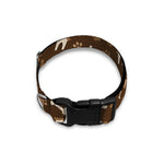 Brown Paw And Bone Pattern Print Dog Collar