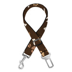 Brown Paw And Bone Pattern Print Dog Seat Belt