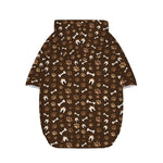 Brown Paw And Bone Pattern Print Dog Zip Up Hoodie