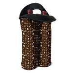 Brown Paw And Bone Pattern Print Double Neoprene Wine Tote