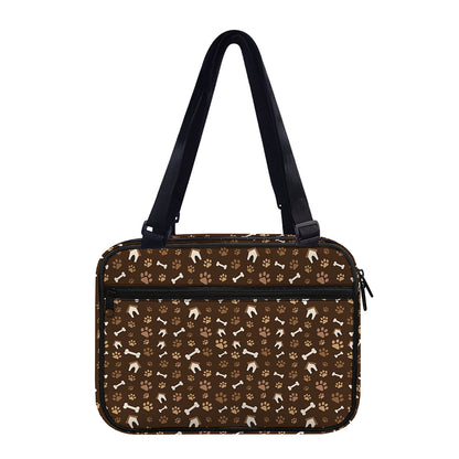 Brown Paw And Bone Pattern Print Double Strap Bible Bag