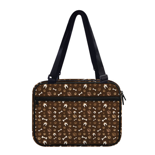 Brown Paw And Bone Pattern Print Double Strap Bible Bag