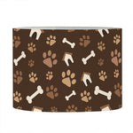 Brown Paw And Bone Pattern Print Drum Lamp Shade