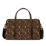 Brown Paw And Bone Pattern Print Duffle Bag