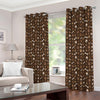 Brown Paw And Bone Pattern Print Extra Wide Grommet Curtains