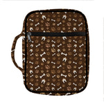 Brown Paw And Bone Pattern Print Front Pocket Bible Bag