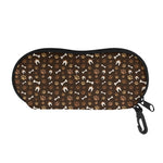 Brown Paw And Bone Pattern Print Glasses Case