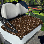 Brown Paw And Bone Pattern Print Golf Cart Seat Cover