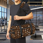 Brown Paw And Bone Pattern Print Gym Bag