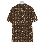 Brown Paw And Bone Pattern Print Hawaiian Shirt
