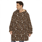 Brown Paw And Bone Pattern Print Hoodie Blanket