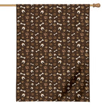 Brown Paw And Bone Pattern Print House Flag