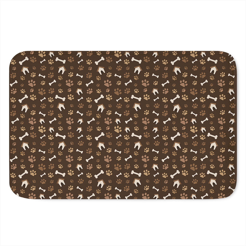 Brown Paw And Bone Pattern Print Indoor Door Mat