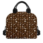 Brown Paw And Bone Pattern Print Insulated Lunch Bag