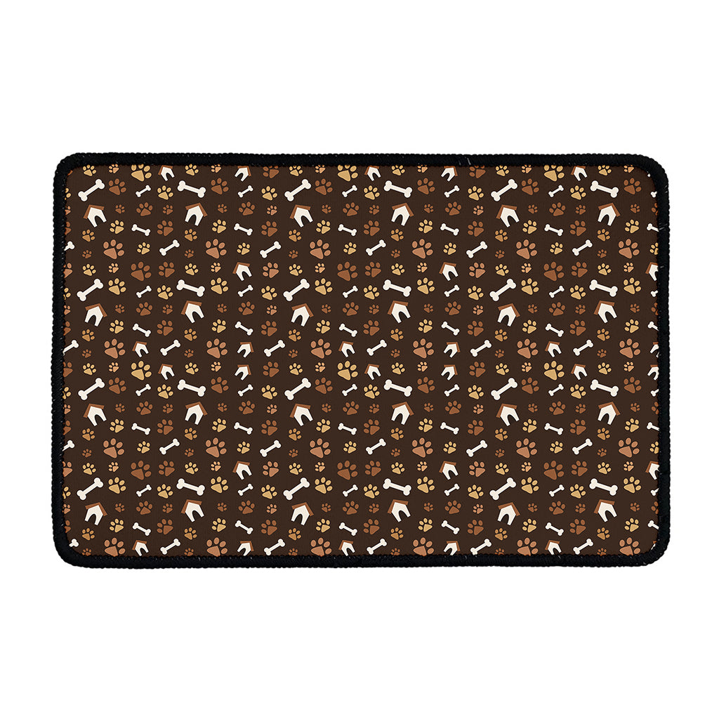 Brown Paw And Bone Pattern Print Kitchen Mat