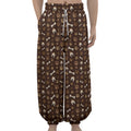 Brown Paw And Bone Pattern Print Lantern Pants