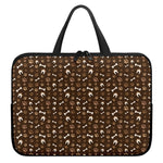 Brown Paw And Bone Pattern Print Laptop Sleeve With Handle