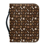 Brown Paw And Bone Pattern Print Leather Bible Cover