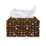 Brown Paw And Bone Pattern Print Leather Tissue Box Cover