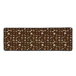 Brown Paw And Bone Pattern Print Long Kitchen Mat