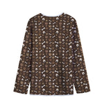 Brown Paw And Bone Pattern Print Long Sleeve Short Coat