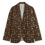 Brown Paw And Bone Pattern Print Men's Blazer