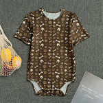 Brown Paw And Bone Pattern Print Men's Bodysuit