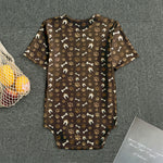 Brown Paw And Bone Pattern Print Men's Bodysuit