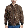 Brown Paw And Bone Pattern Print Men's Bomber Jacket