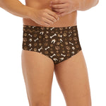 Brown Paw And Bone Pattern Print Men's Briefs