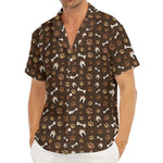 Brown Paw And Bone Pattern Print Men's Deep V-Neck Shirt