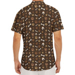 Brown Paw And Bone Pattern Print Men's Deep V-Neck Shirt