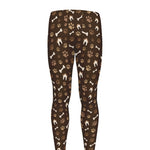 Brown Paw And Bone Pattern Print Men's leggings