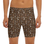 Brown Paw And Bone Pattern Print Men's Long Boxer Briefs