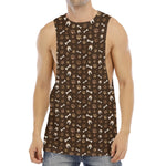 Brown Paw And Bone Pattern Print Men's Muscle Tank Top