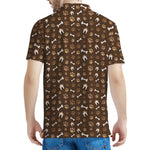 Brown Paw And Bone Pattern Print Men's Polo Shirt