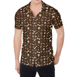 Brown Paw And Bone Pattern Print Men's Shirt