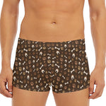Brown Paw And Bone Pattern Print Men's Short Boxer Briefs